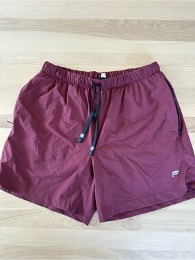Fabletics Maroon Athletic Shorts with Drawstring
